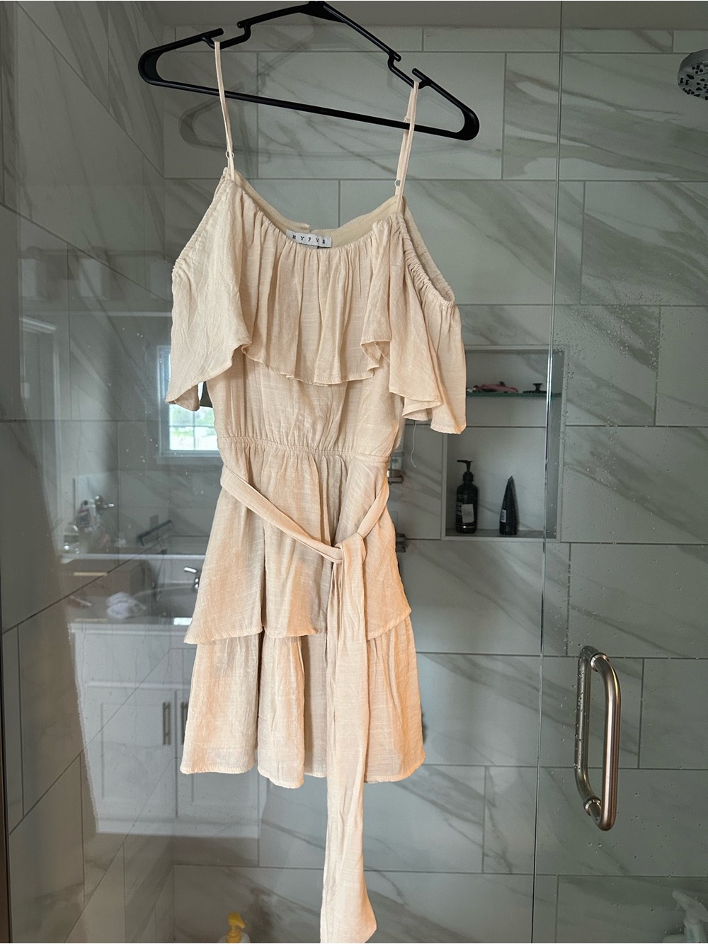 Light Cream Ruffle Tiered Sundress - Women